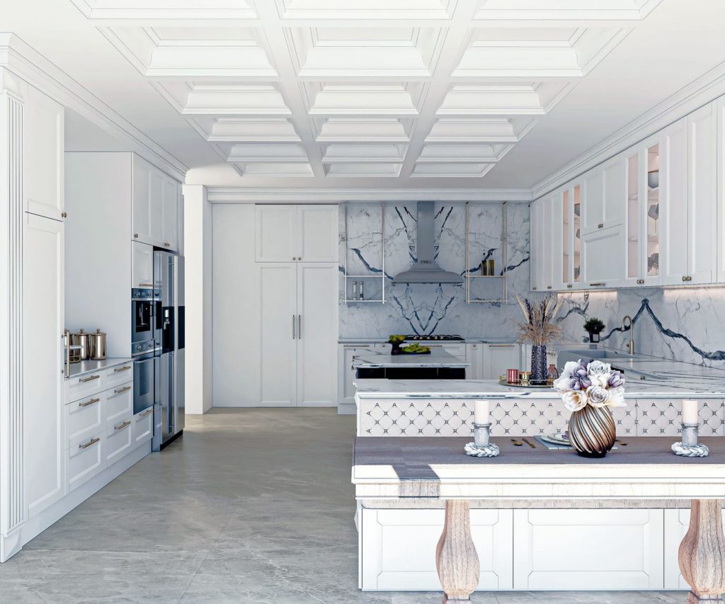 طراحی داخلی ناهارخوری آشپزخانه نئوکلاسیک زعفرانیه