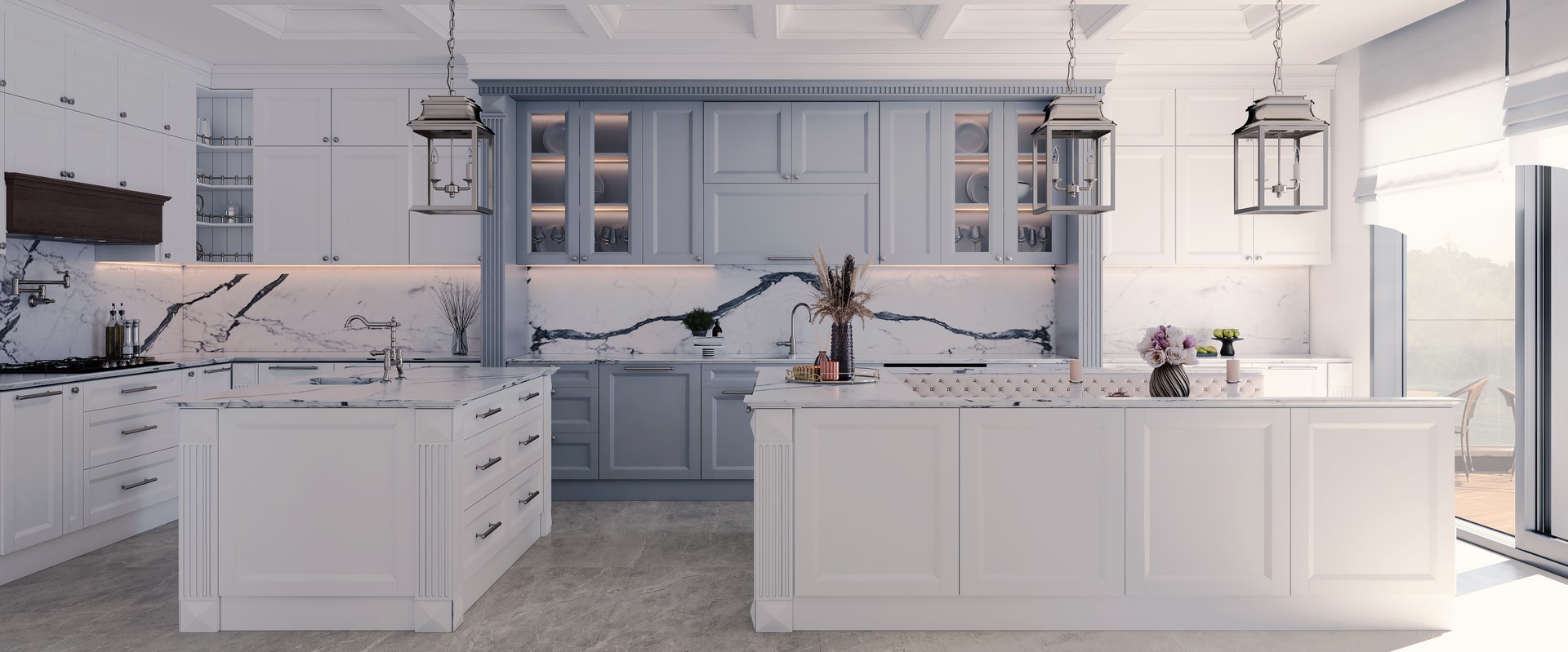 طراحی داخلی آشپزخانه نئوکلاسیک زعفرانیه