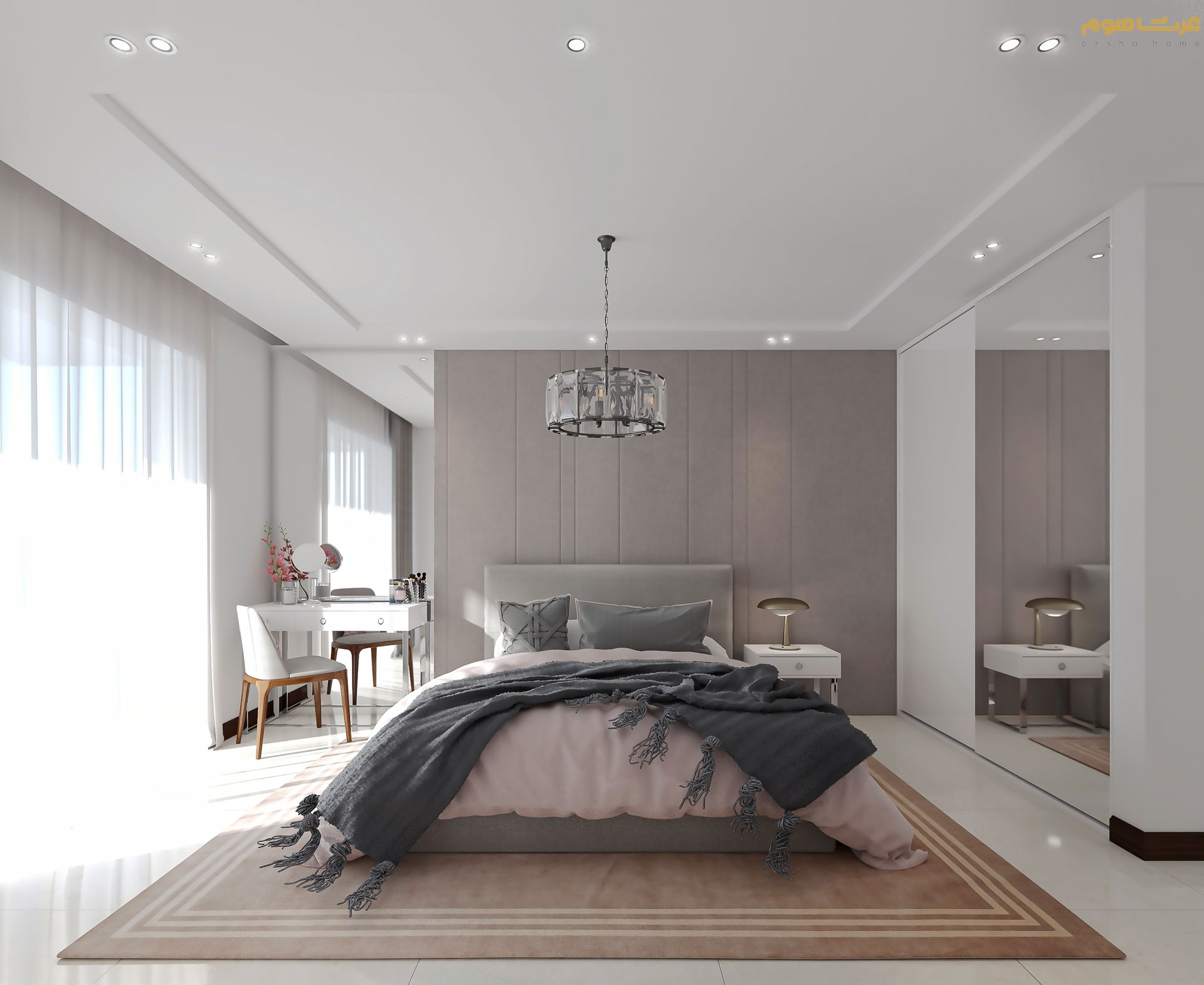 طراحی داخلی اتاق خواب مستر به سبک مدرن ولنجک