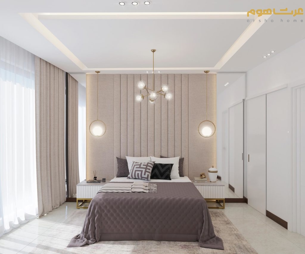طراحی داخلی مدرن اتاق خواب مستر طبقه تک واحدی سوهانک