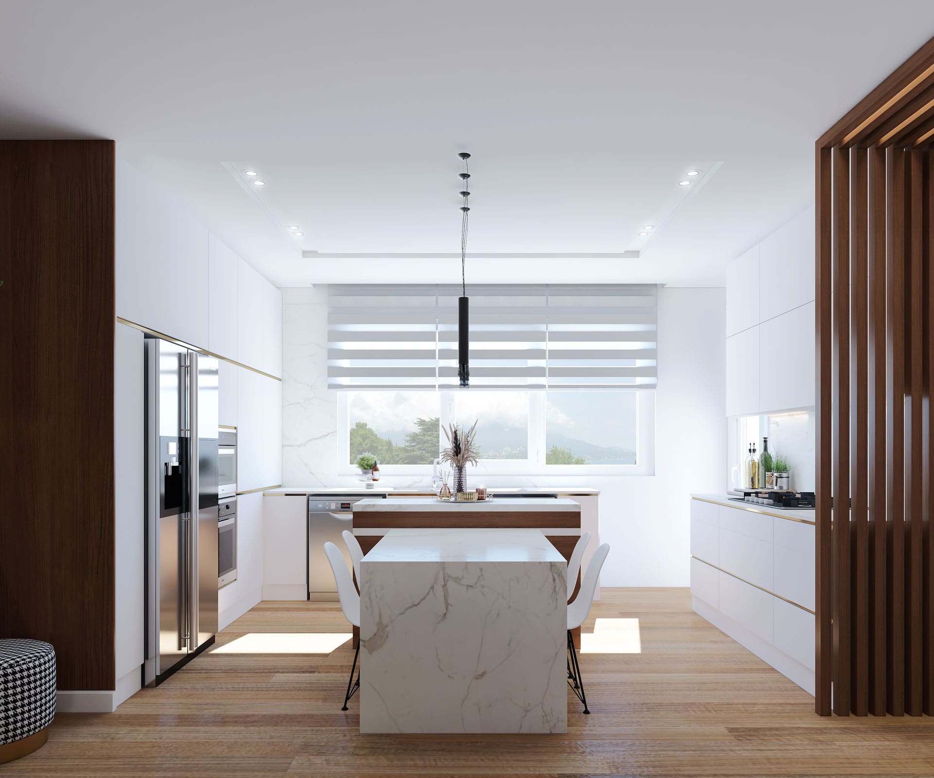 طراحی داخلی مسکونی پیروزی آشپزخانه به سبک مدرن