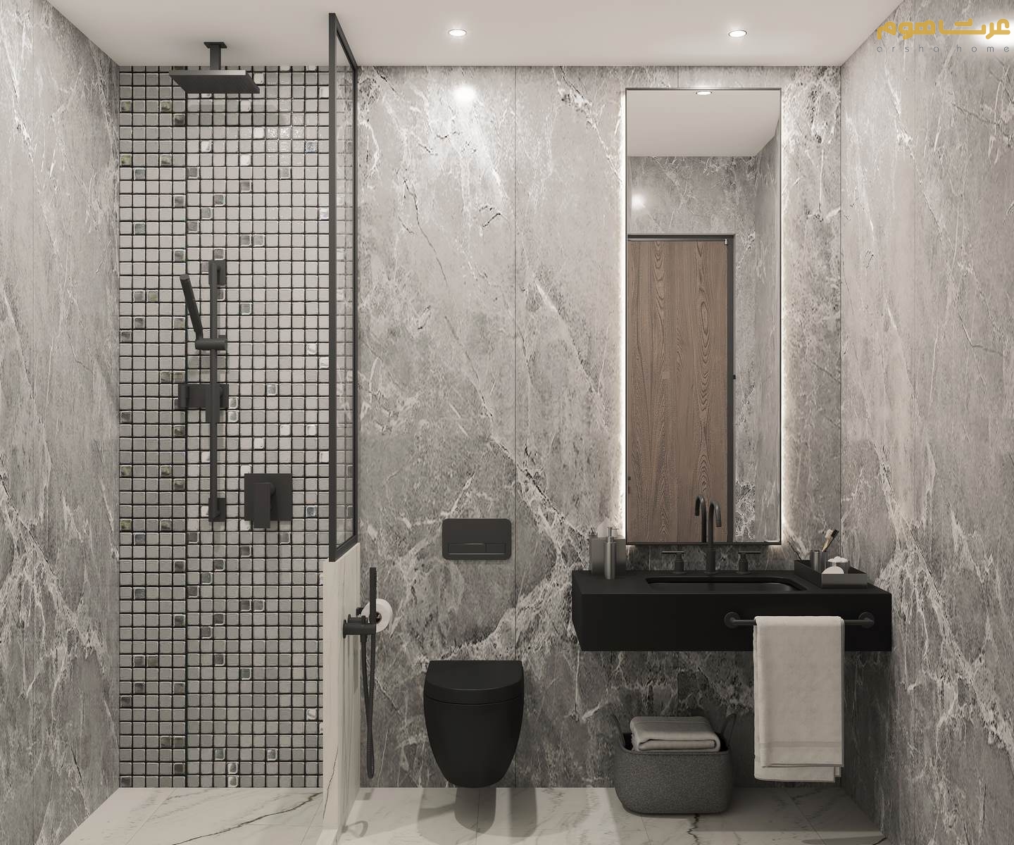 طراحی داخلی حمام ویلا فشم مدرن