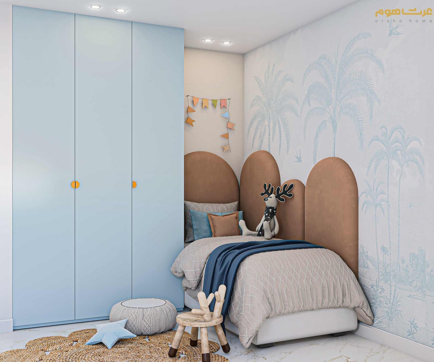 طراحی داخلی تخت وکمد اتاق کودک به سبک مدرن دربند