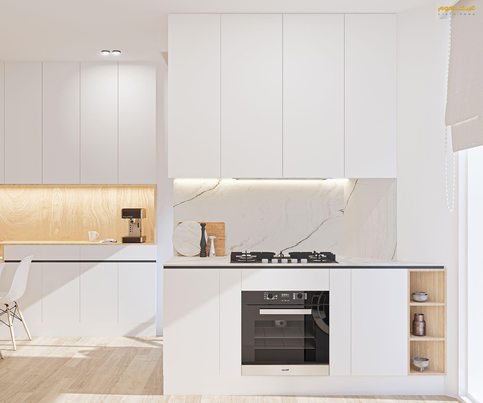 طراحی داخلی مدرن جنت آباد قادرمزی آشپزخانه سفید