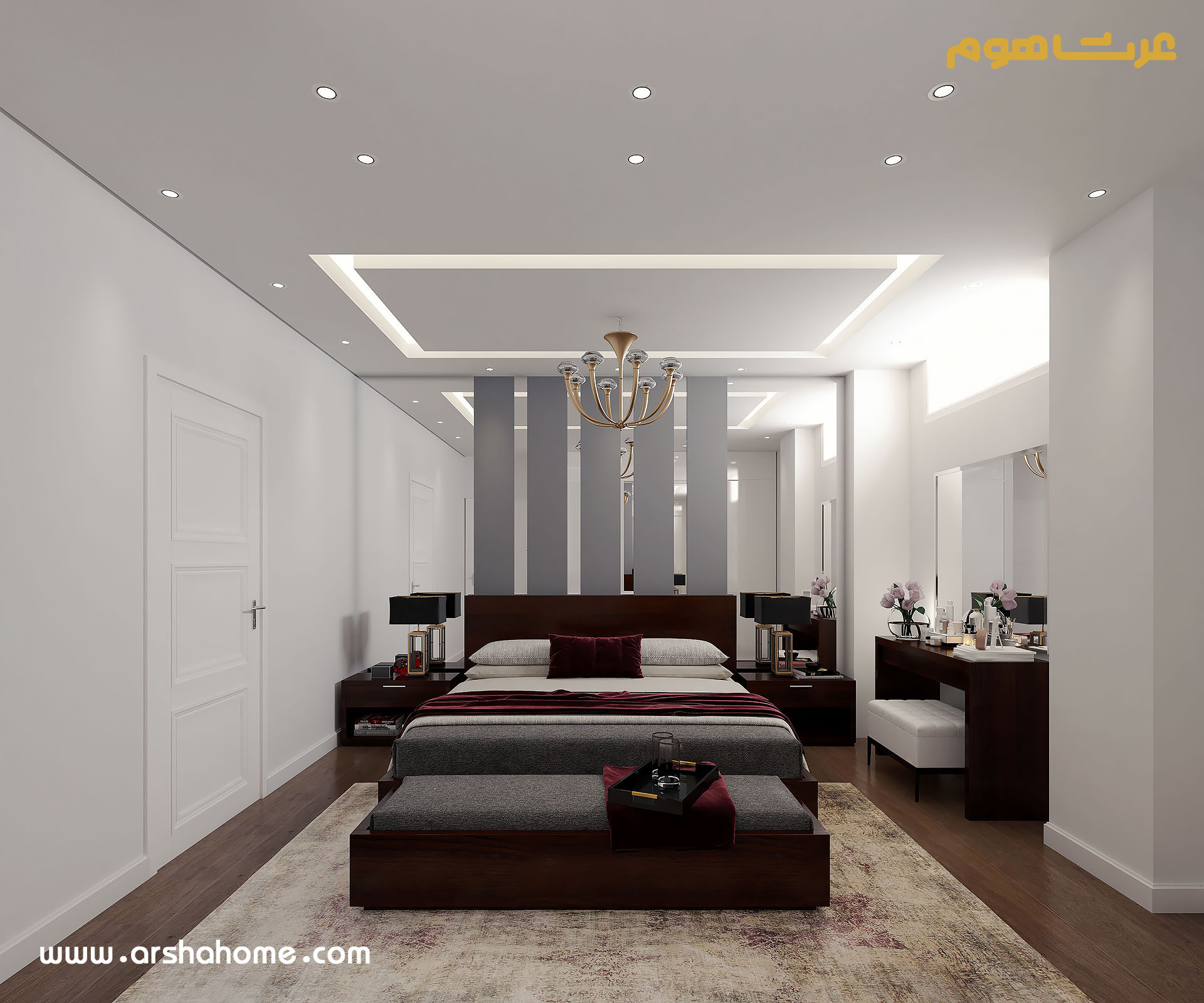 طراحی اتاق خواب اصلی پروژه اسلامشهر